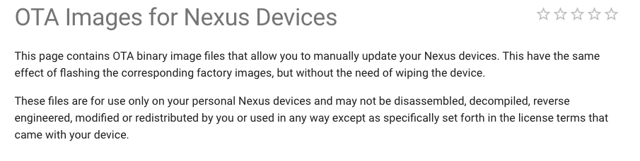 OTA images for Nexus devices