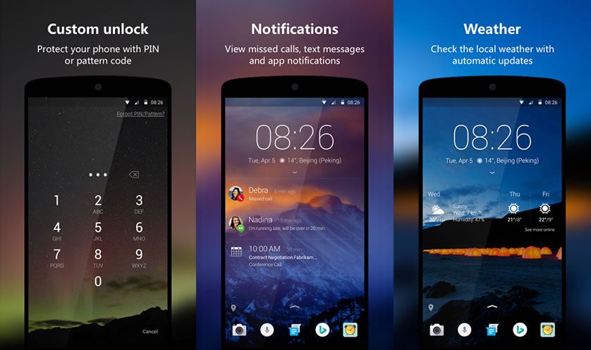 microsoft next lock screen