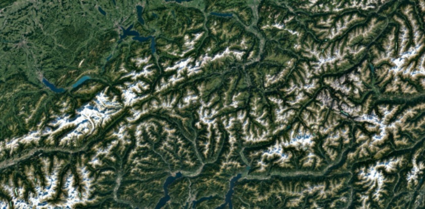 Google Earth Swiss Alps landsat 8 imagery