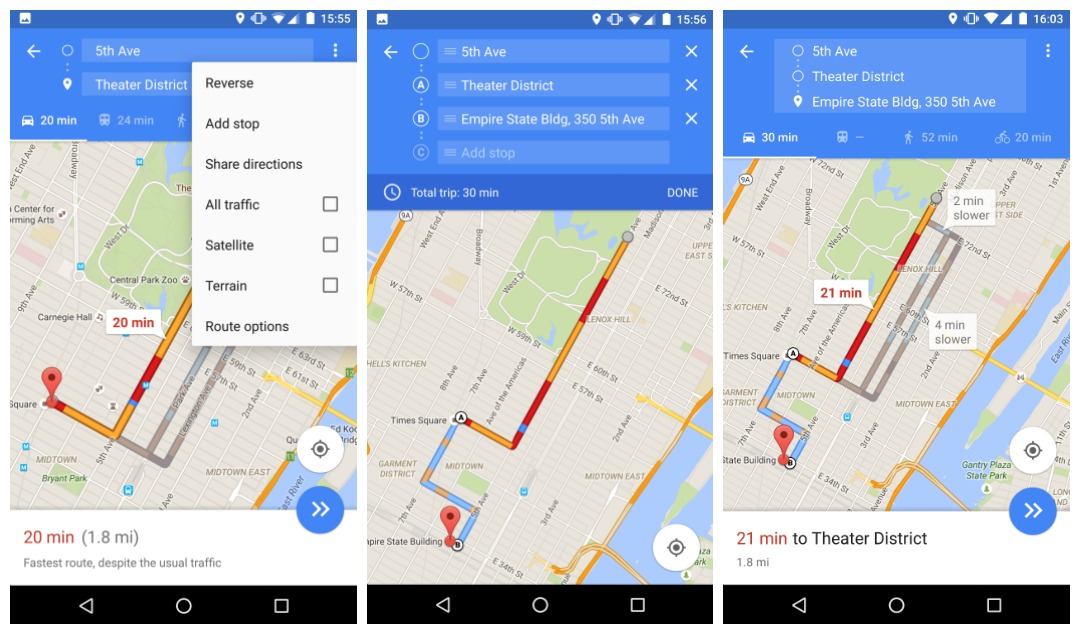 Google Maps multi-stop directions