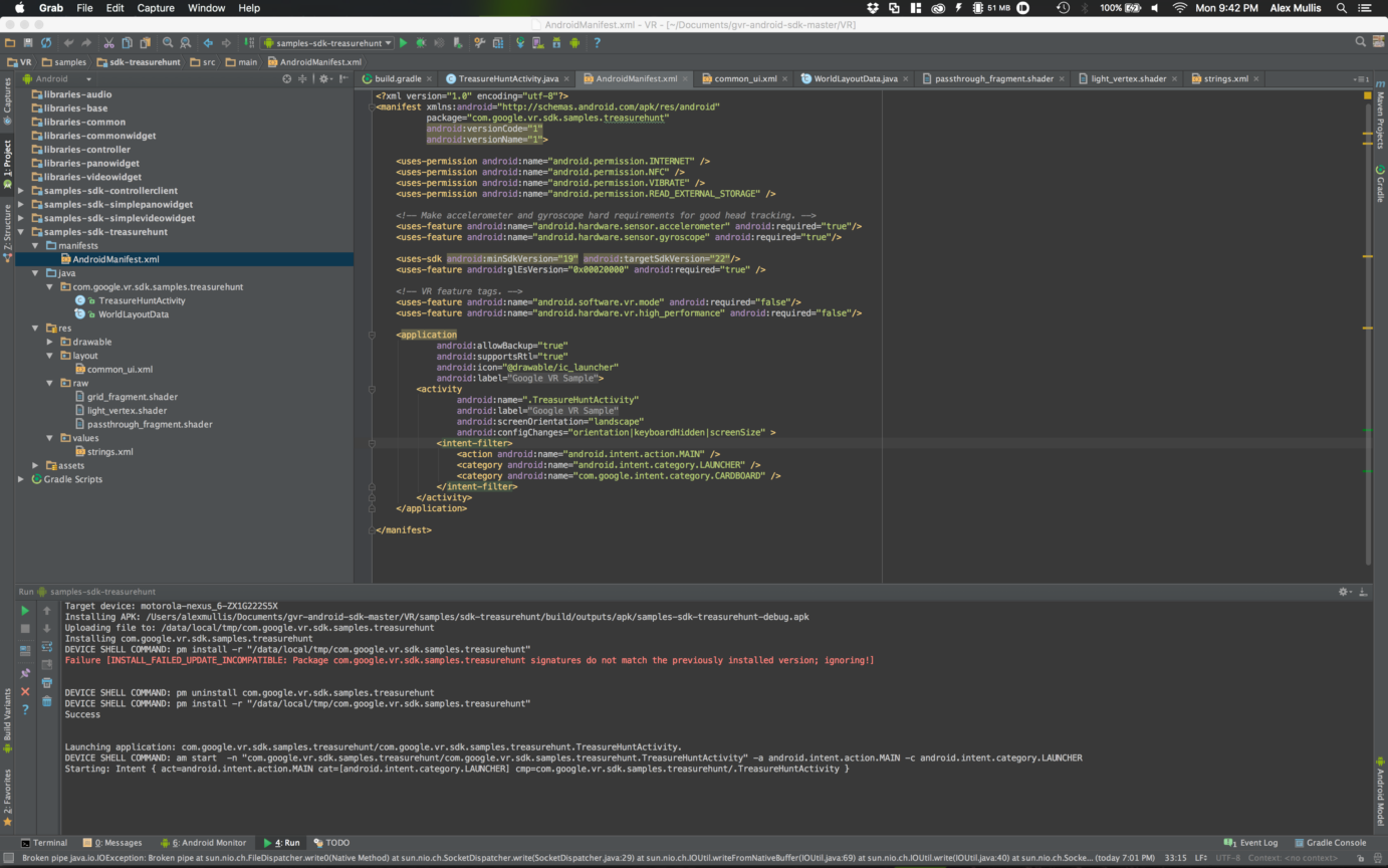 Developing with the Google VR SDK and NDK