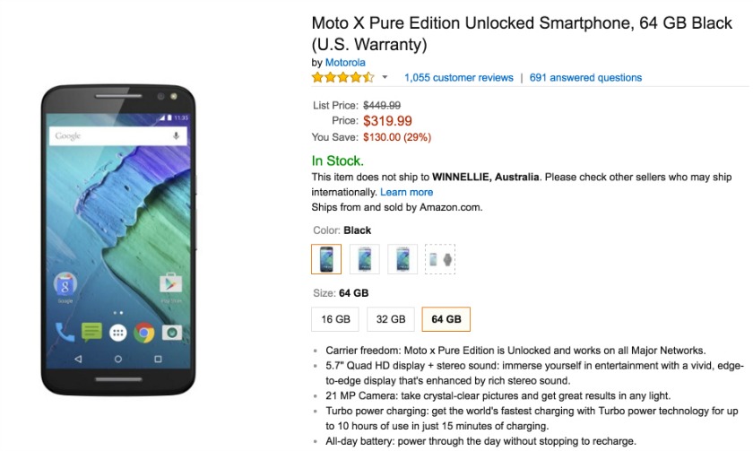 Moto X Pure Edition Amazon deal