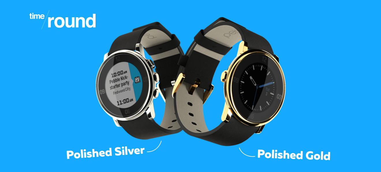Pebble Time Round silver and gold kickstarter
