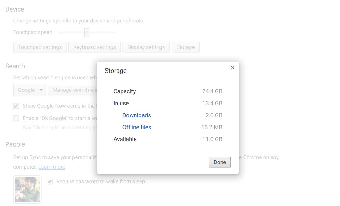 chrome os storage manager