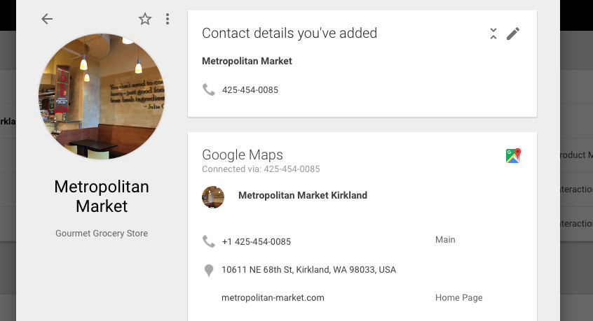 google contacts maps feature