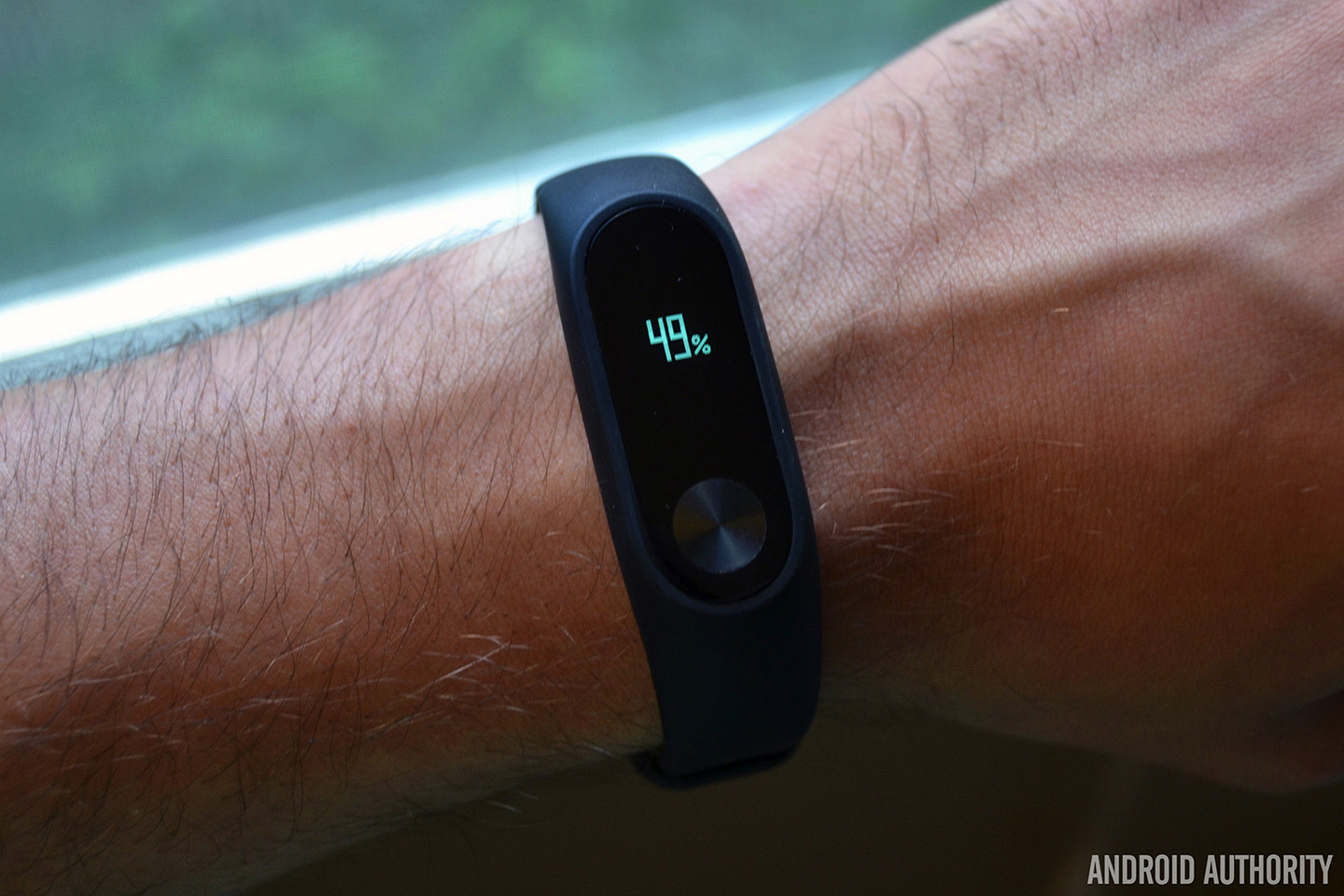 The Xiaomi Mi Band 2 fitness band.