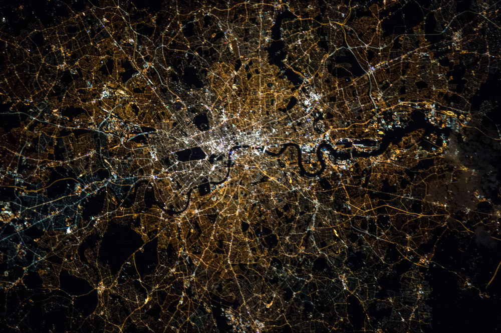 London by night. Image by NASA