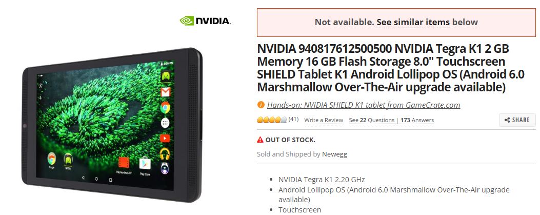 nvidia shield tablet k1 sold out