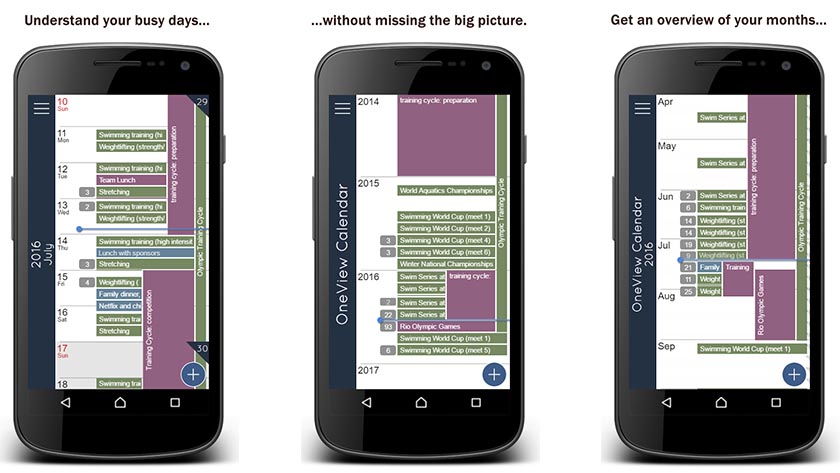 oneview calendar android apps weekly