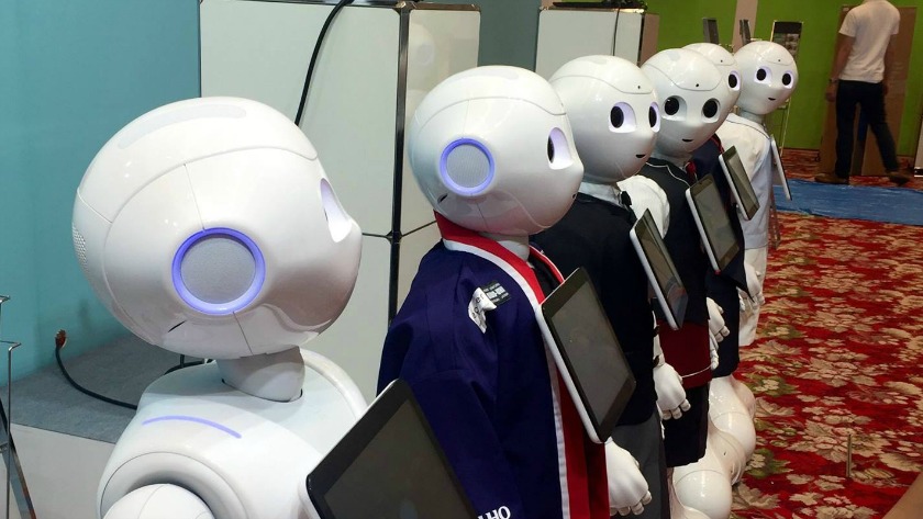 Pepper robots at trade show