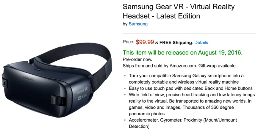 Samsung Gear VR pre-orders Amazon