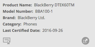 BlackBerry DTEK60 WiFi Alliance