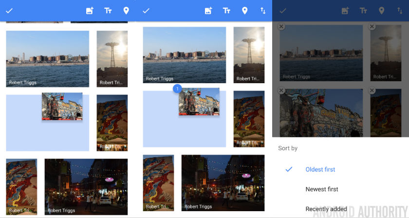 Google Photo album sorting feature