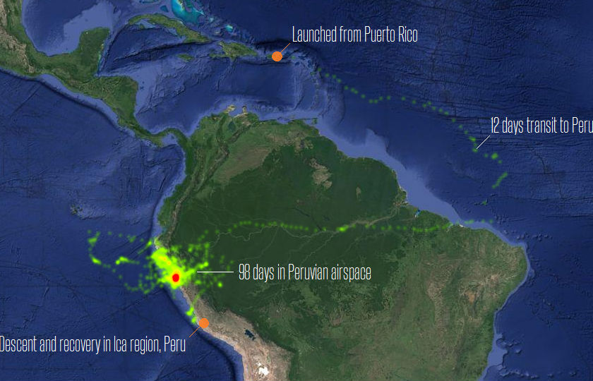 Project Loon Peru flight path