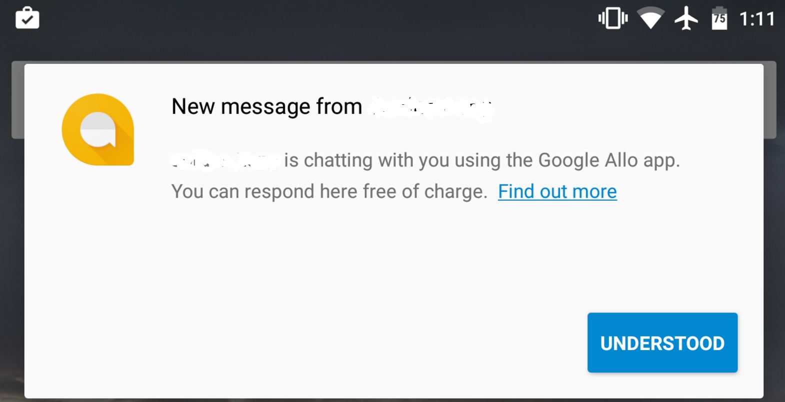 google allo chat notification