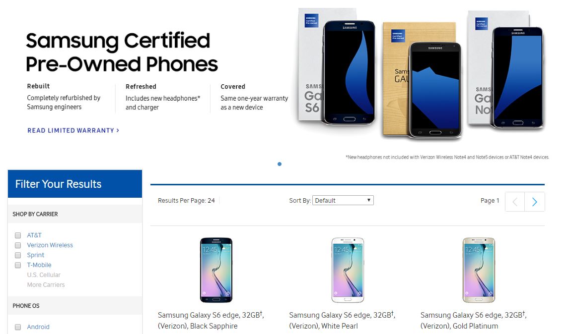 samsung refurbished pre-owned store