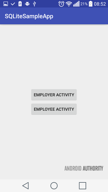 SQLite Database sample - MainActivity