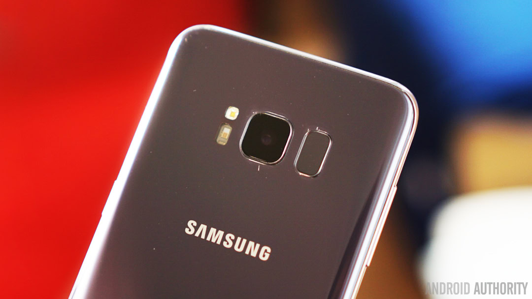 The Samsung Galaxy S8 camera and fingerprint scanner.