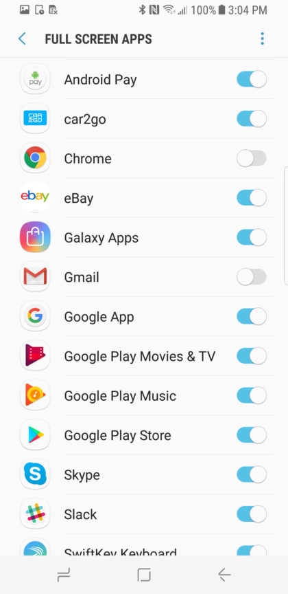 How to force apps into full screen on the Samsung Galaxy S8