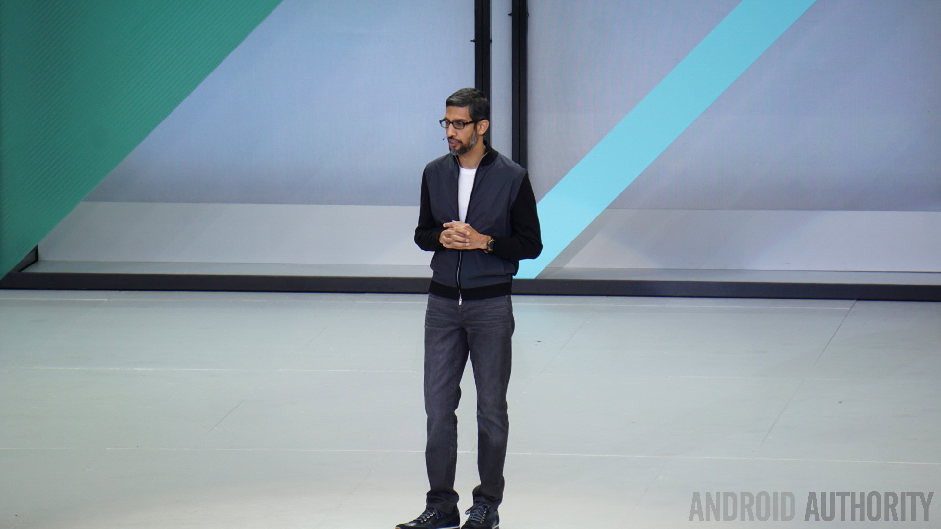 Google CEO Sundar Pichai on stage at Google IO