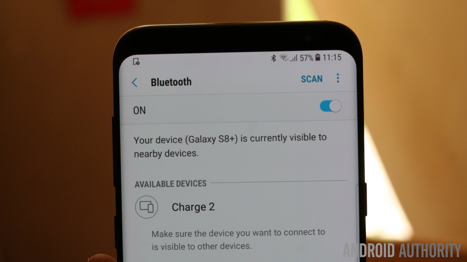 Bluetooth settings on the Galaxy S8