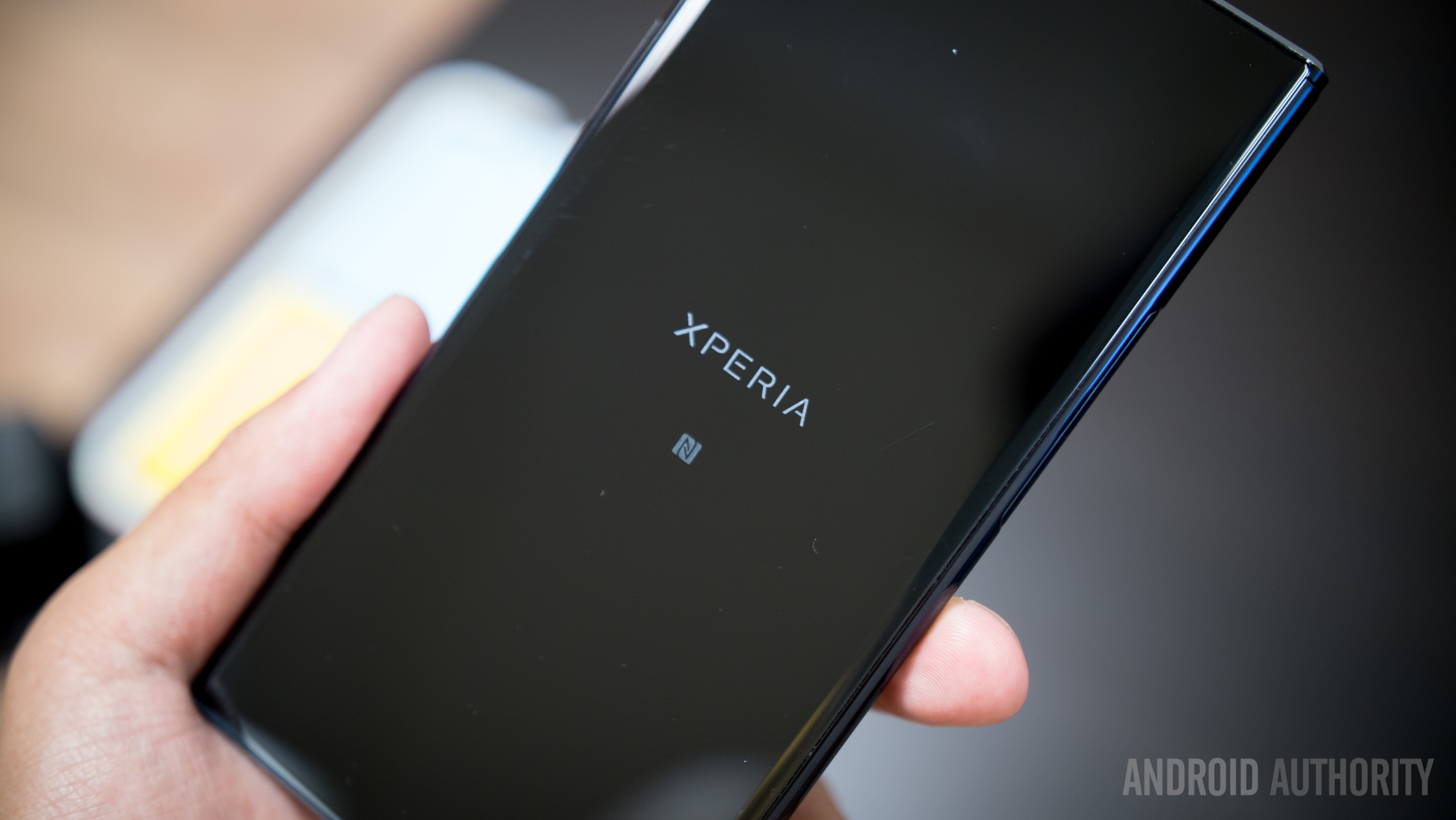Photo of a black Sony Xperia android phone held in a hand - Sony review 2019
