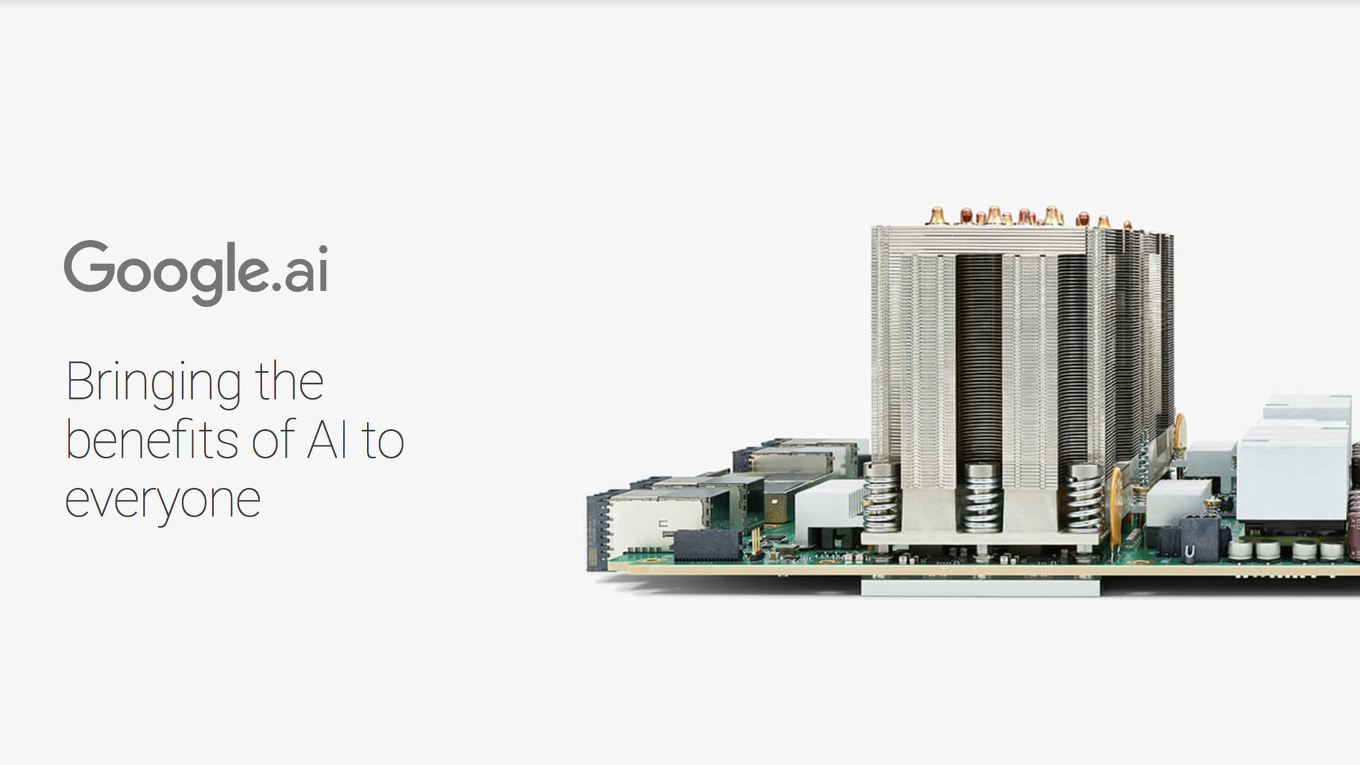 A poster promoting Google AI showing some text and a circuit board.