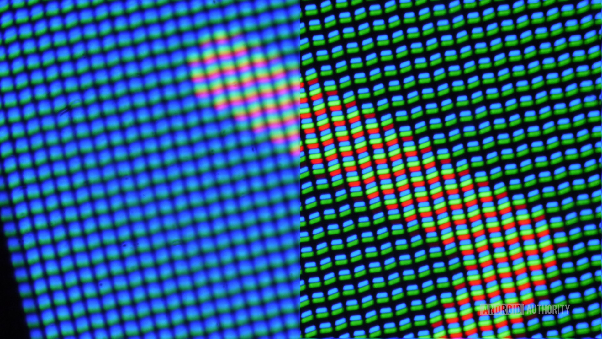 LCD close-up showing how colors are formed.