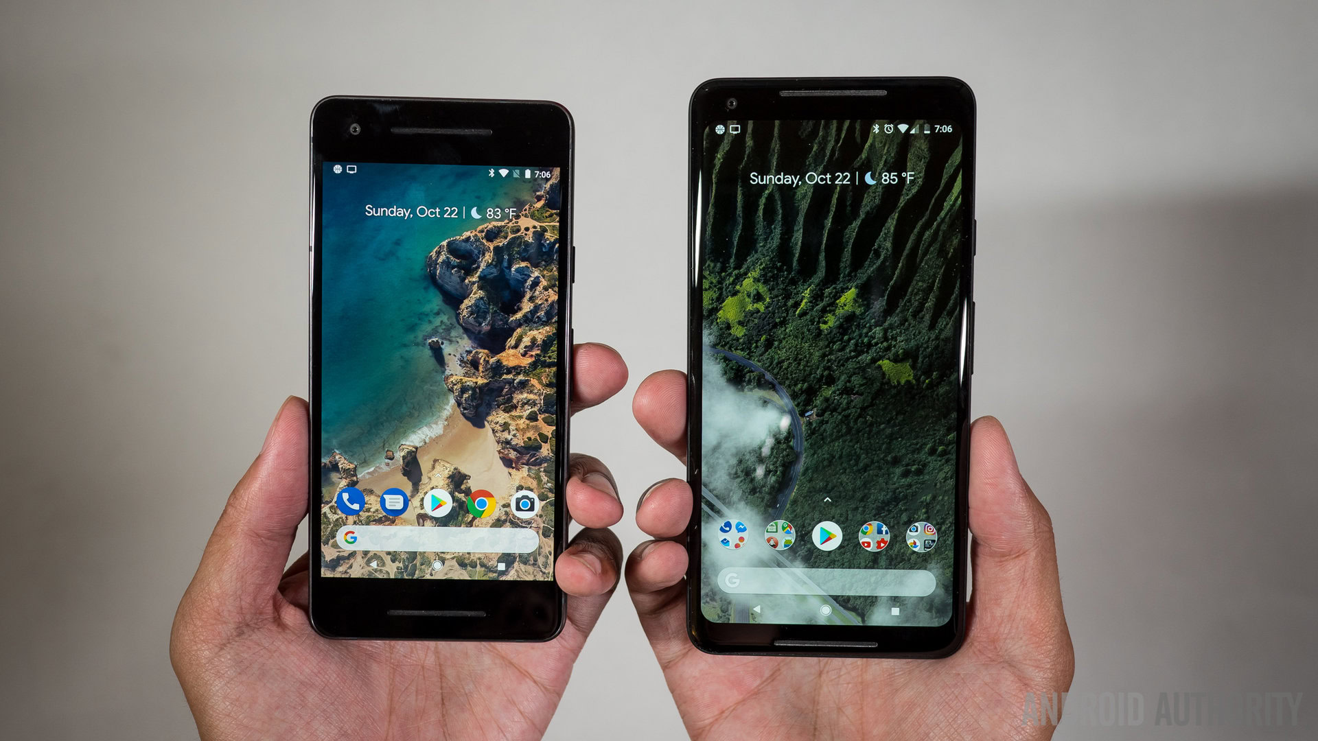 The Google Pixel 2 and Pixel 2 XL.