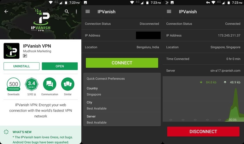 IPVanish android app