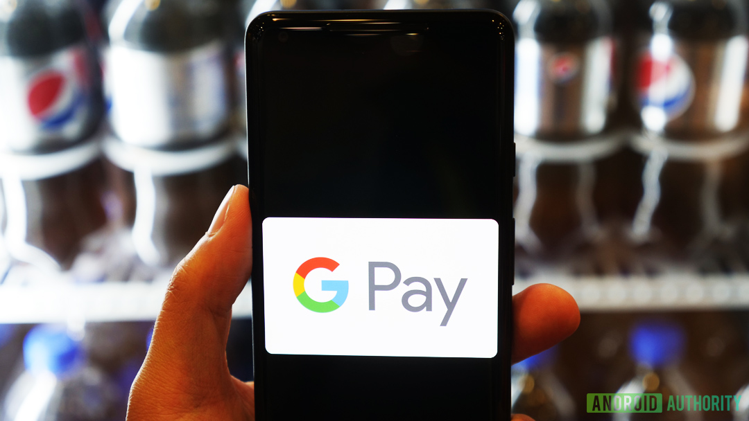 Google pay logo on an android smarttphone