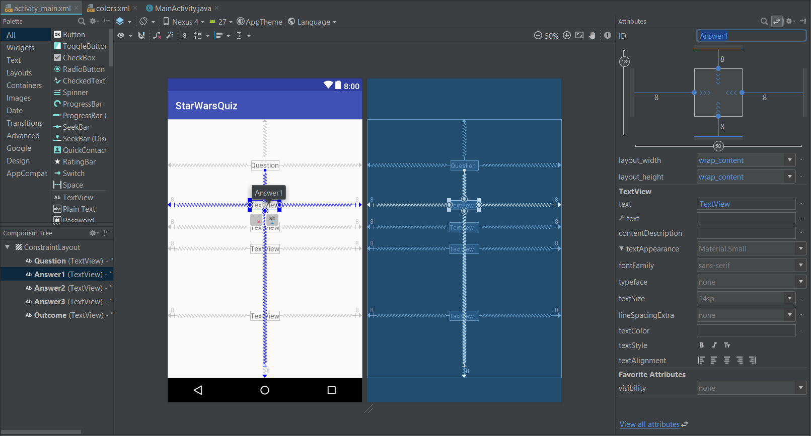 XML constraint layout