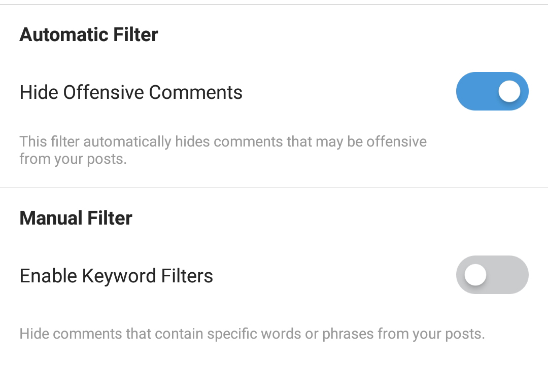 Instagram Privacy Comments Filter