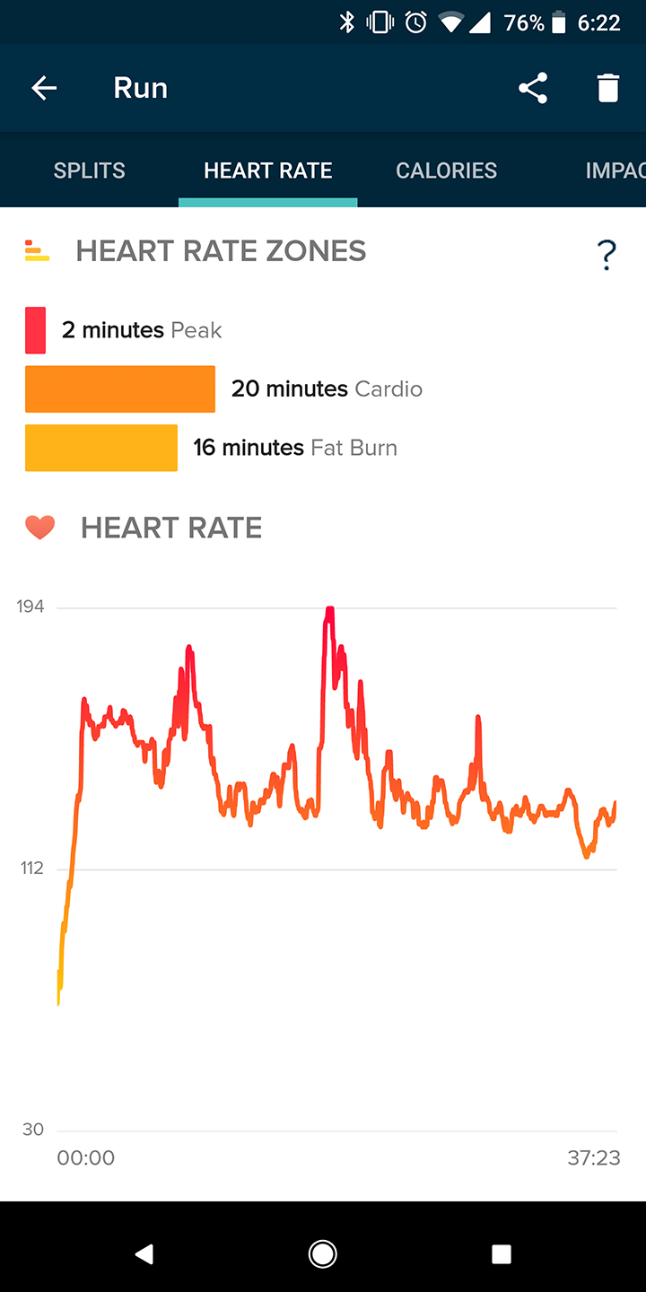 fitbit versa heart rate zones screen