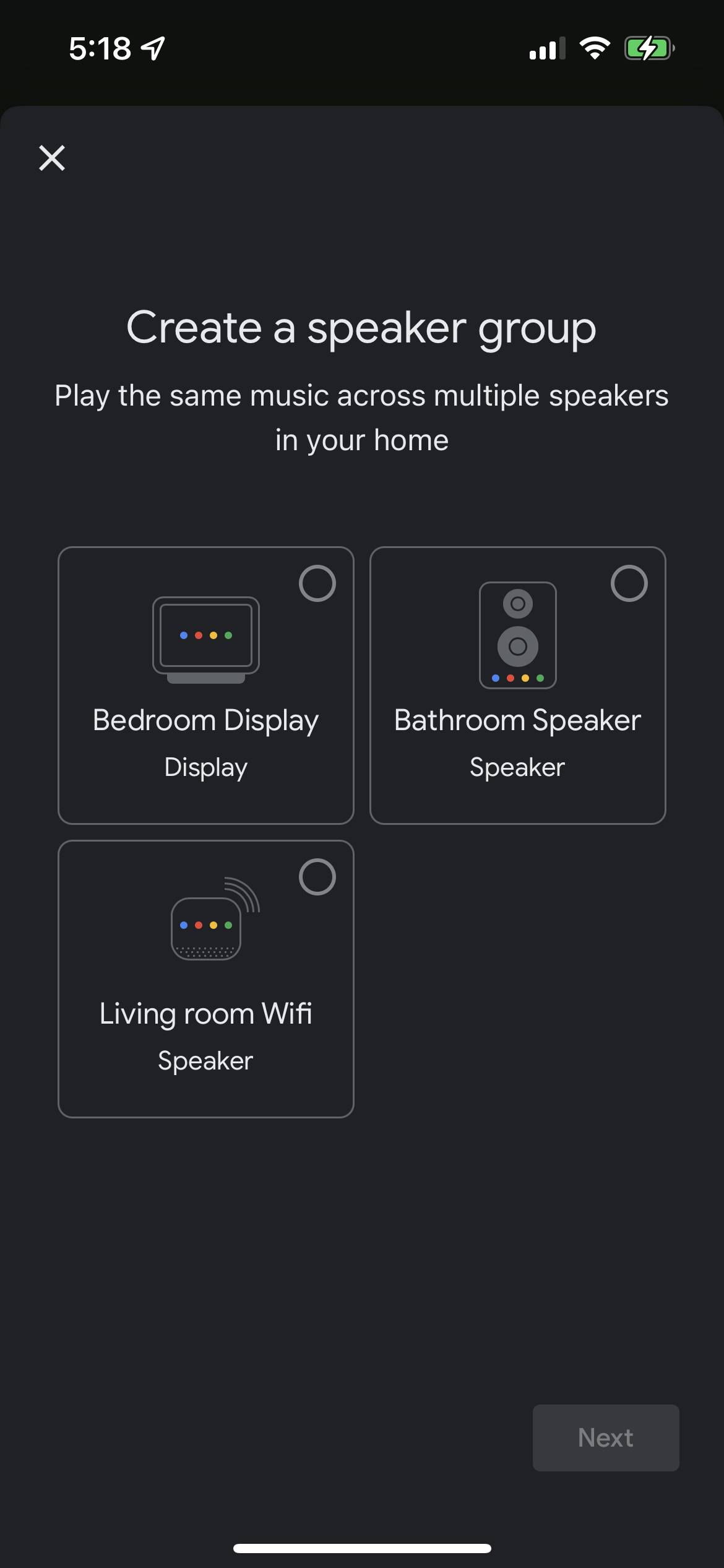Creating a speaker group in the Google Home app