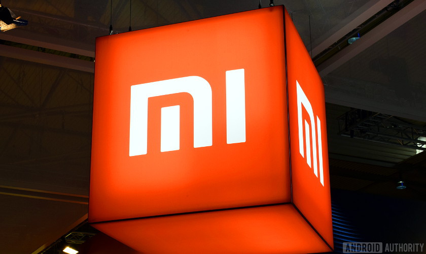 The Xiaomi logo at MWC 2018.