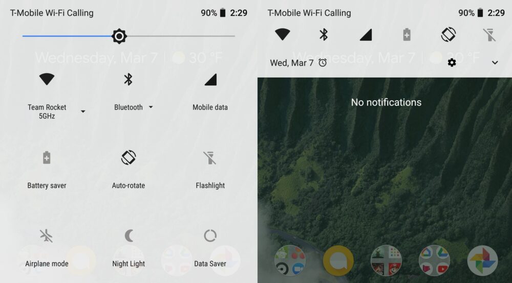 Android P's Quick Settings menu interface gets a new design