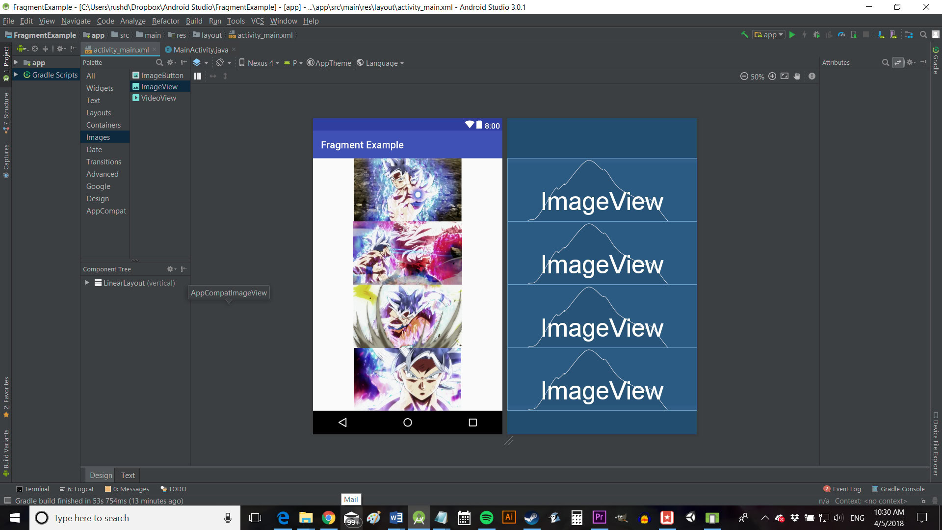 Android Design activity_main.xml images