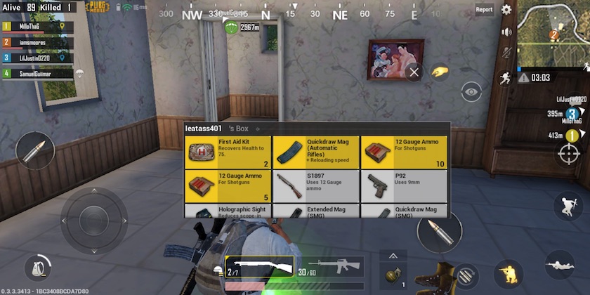 PUBG Mobile choice of weapons