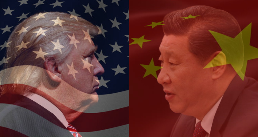 USA vs China flags