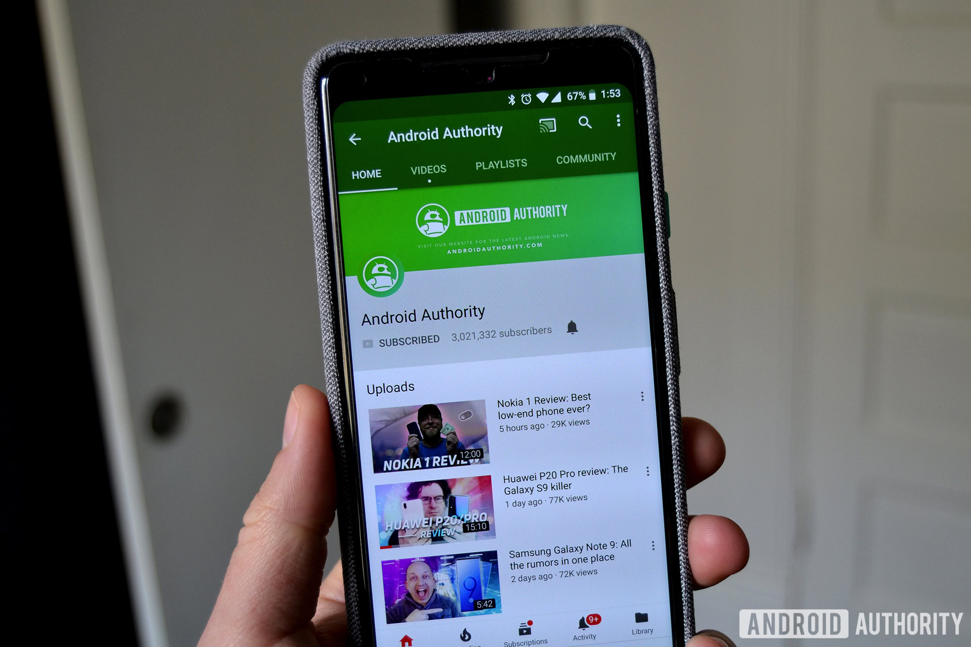 Youtube app on an android smartphone