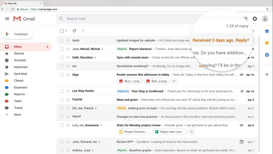 Google Gmail nudging - new gmail