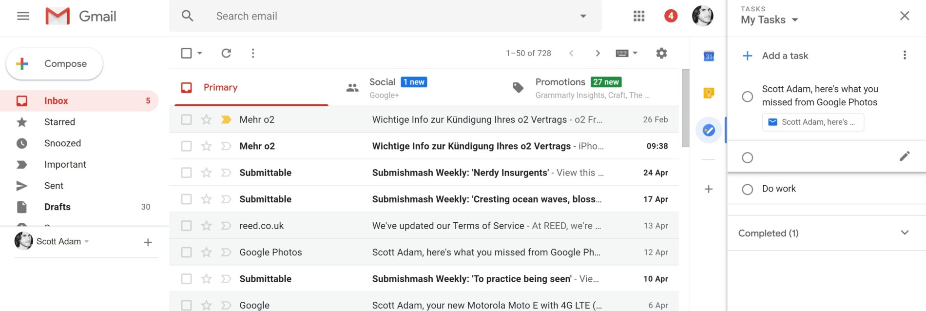 Google Gmail Task interface - new gmail