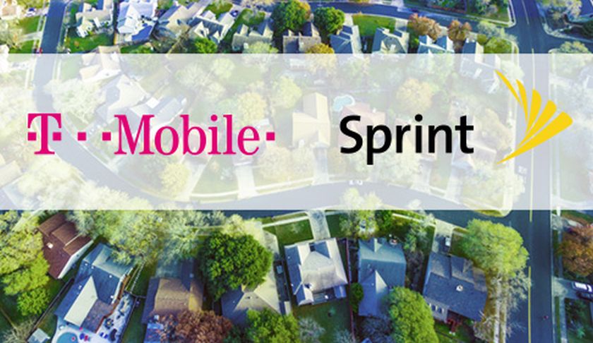 image of T-Mobile and Sprint logos above houses