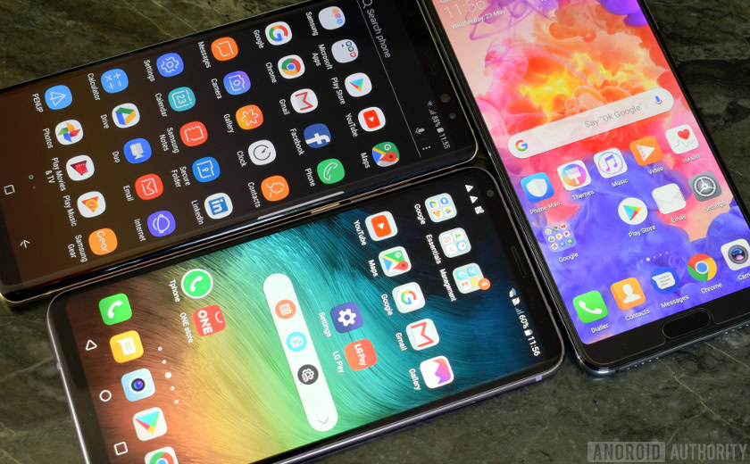 HUAWEI P20 Pro vs Note 8 vs LG V30 UI