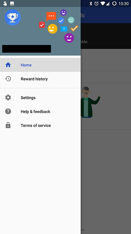 A screenshot of Google Opinion Rewards taken in 2018.