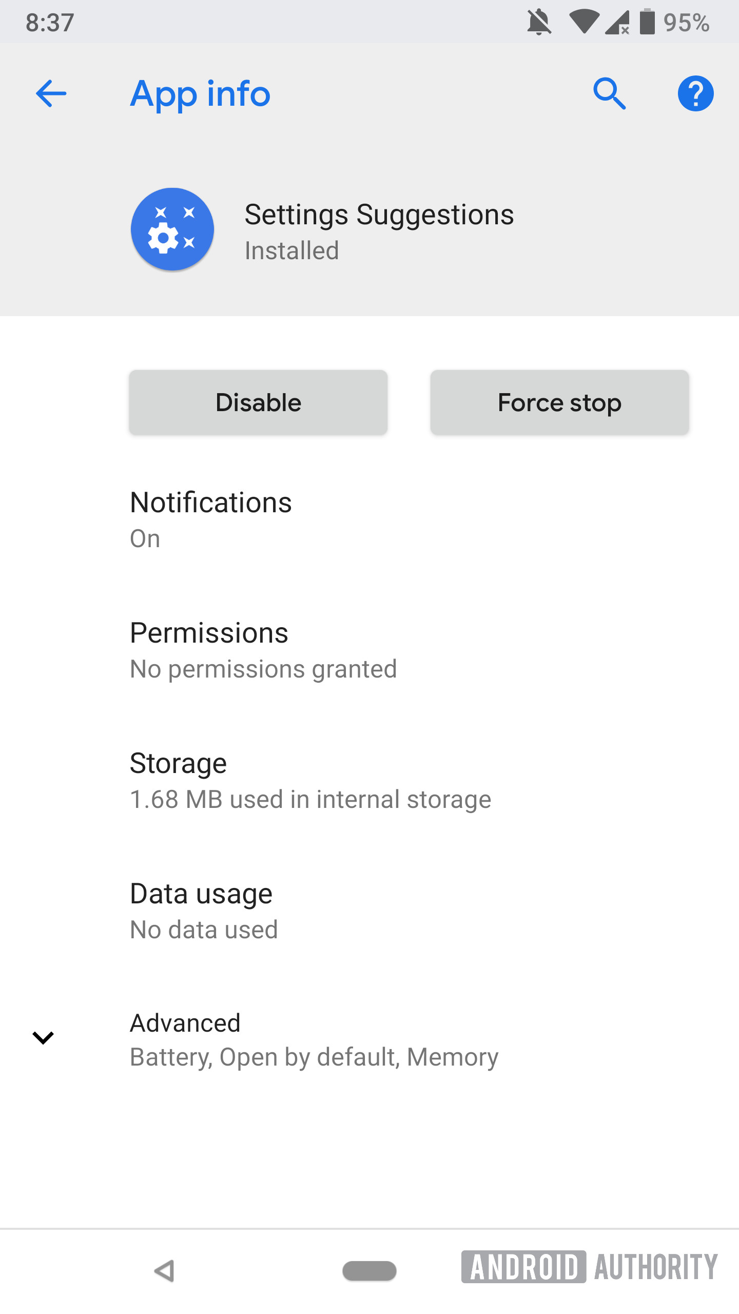 android p settings suggestions