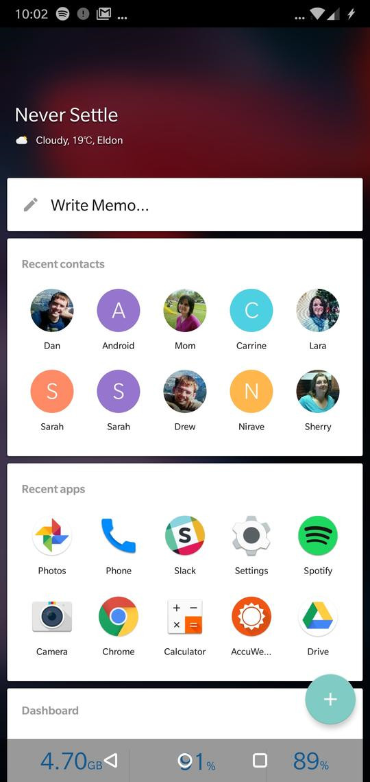oneplus 6 home screen contacts