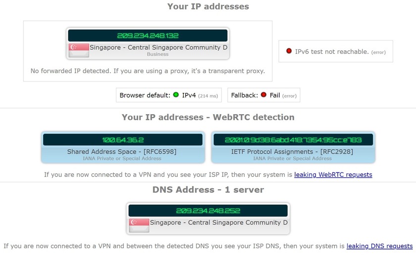 strongvpn review - ip leak test results