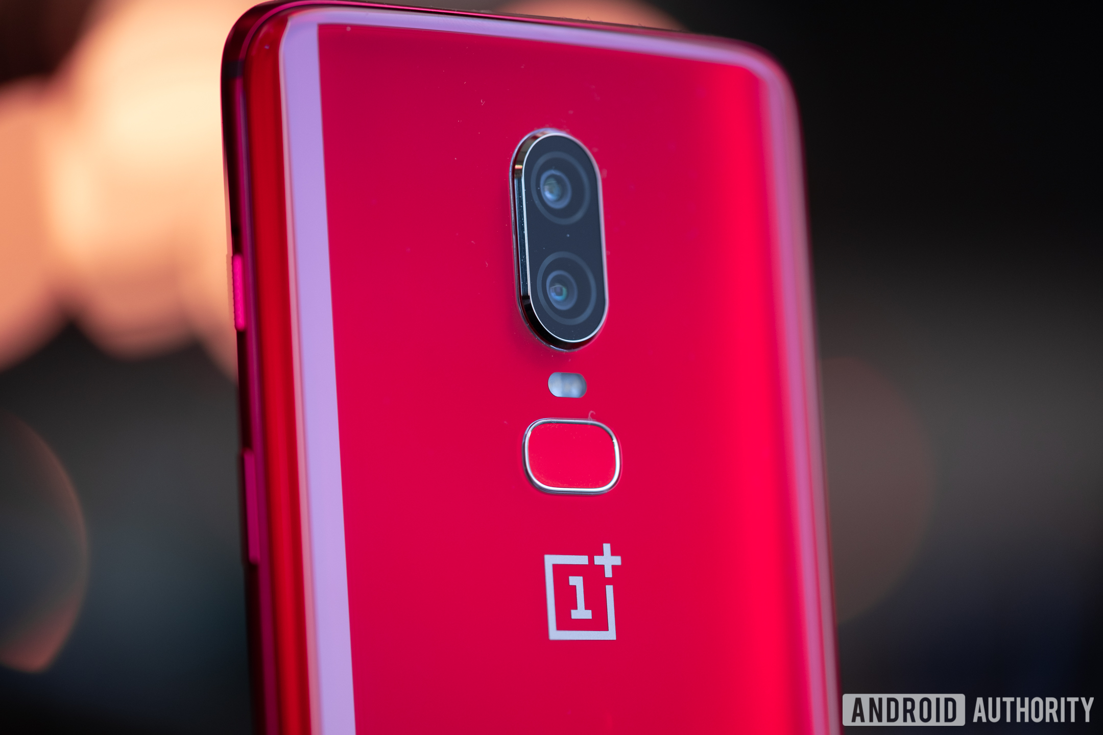OnePlus 6 rear, in red